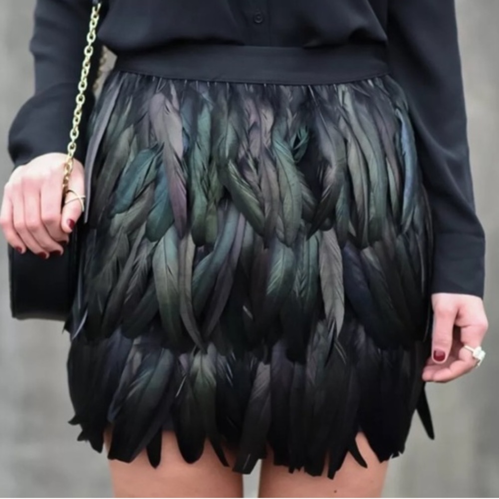 Express limited edition iridescent feather skirt